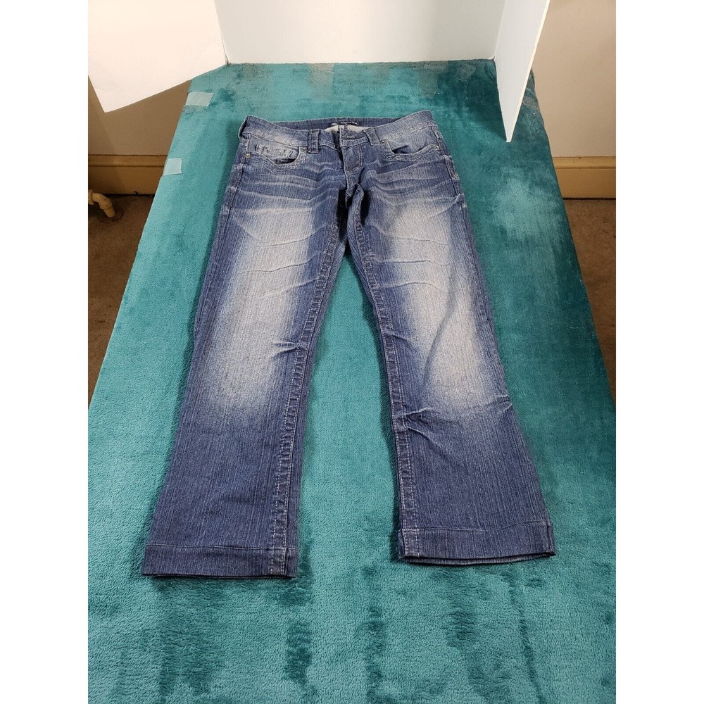 Underground Soul Jeans Sz 7 Womens Blue Mid Rise Stretch Pants Cropped Ladies